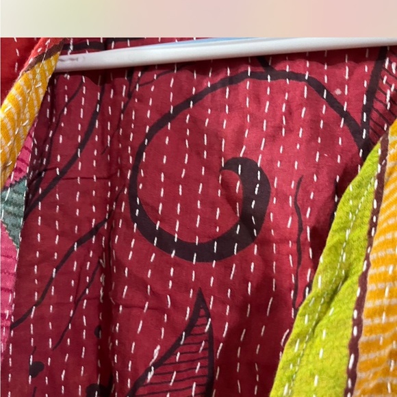 Colorful Kantha Tie-Front Top OS NWOT - Picture 3 of 4
